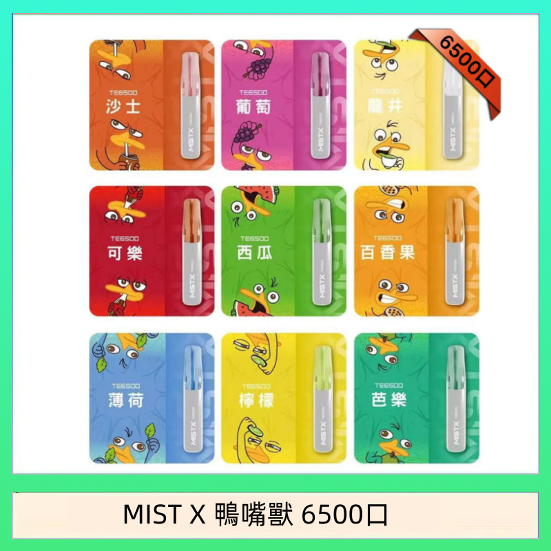 MIST X 鴨嘴獸 6500口一次性拋棄式電子煙|陶瓷芯更穩定